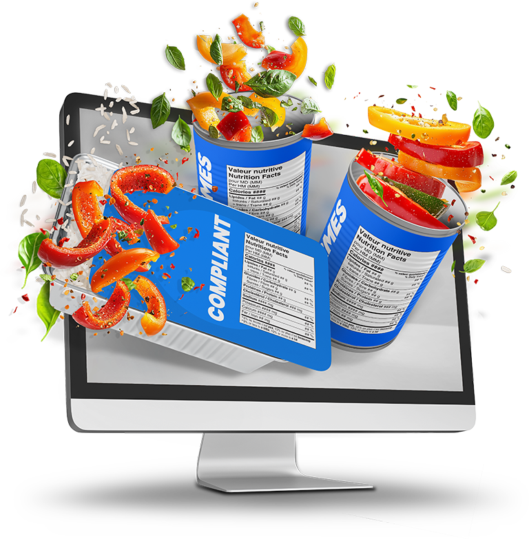 Nutritional labels compliant with the Canadian regulation